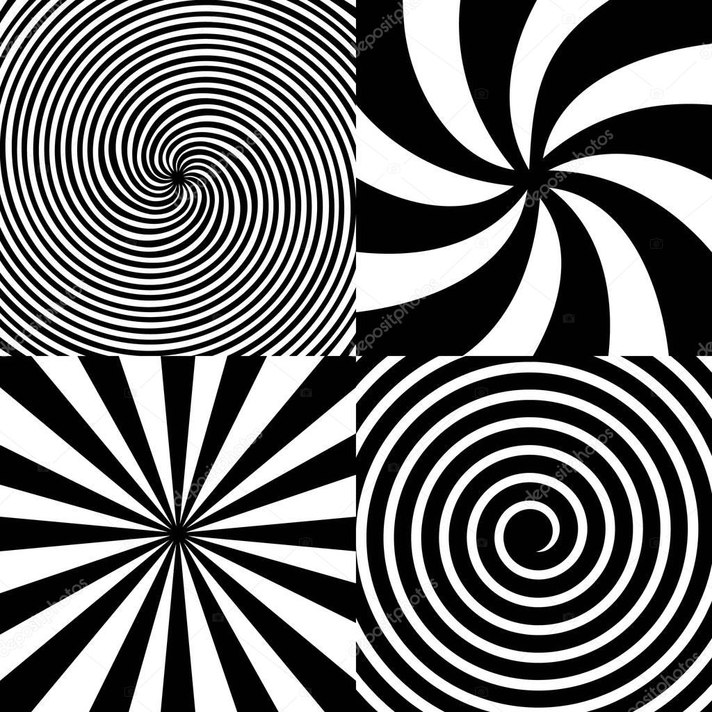 Creative vector illustration of hypnotic psychedelic spiral. Art design radial rays, twirl, twisted, sunburst, vortex. Abstract concept graphic element. Comic effect