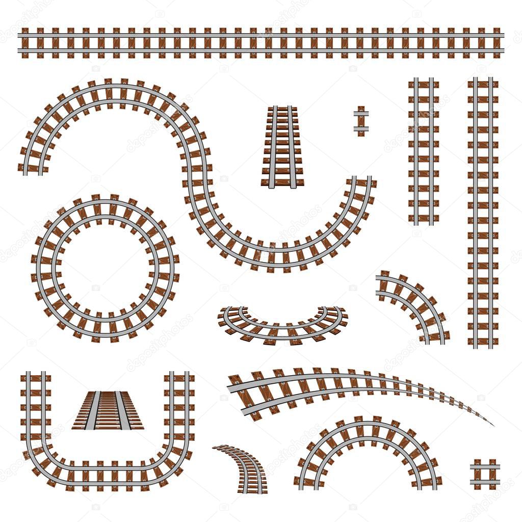 Creative vector illustration of curved railroad isolated on background. Straight tracks art design. Own railway siding. Transportation rail road. Abstract concept graphic element