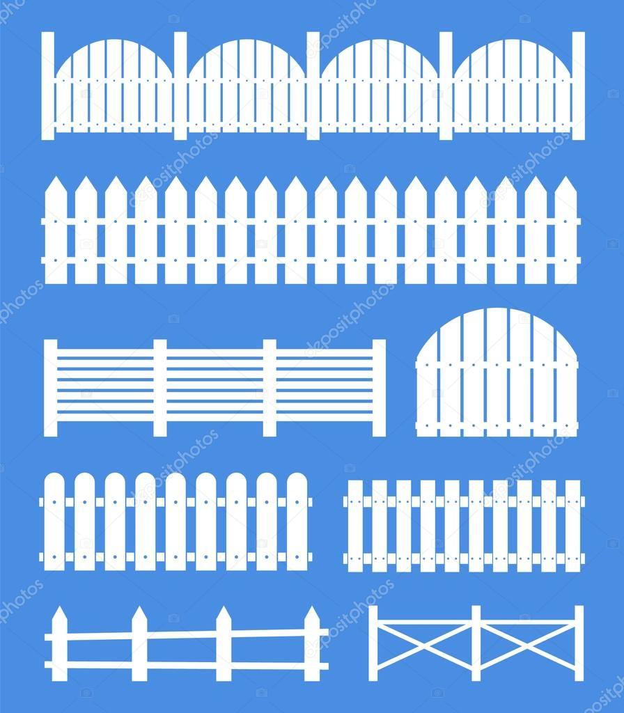 Creative vector illustration of rural wooden fences, pickets isolated on background. Art design. Garden silhouettes wall. Abstract concept graphic element