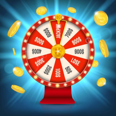 3d servet çıkrık yaratıcı vektör Illustration. Şanslı rulet kazanmak ikramiye casino sanat tasarım. Soyut kavram grafik kumar elemanı