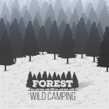 Vahşi iğne yapraklı çam ağacı orman arka plan yaratıcı vektör Illustration. Sanat Tasarım manzara doğa ahşap panorama. Soyut kavram grafik açık kamp elemanı