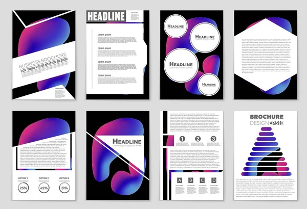抽象的なベクトル レイアウト背景セット。アート デザイン テンプレート、リスト、フロント ページ、モックアップ パンフレット テーマ スタイル、バナー、アイデア、カバー、小冊子、印刷、チラシ、書籍、空白カード、広告、看板、シート、a4. — ストックベクタ
