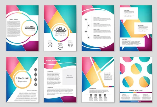 Soyut vektör düzen arka plan set. Sanat tasarım şablonu, liste, ön sayfa, mockup broşür Tema stili, afiş, fikir, kapak, kitapçık, baskı, el ilanı için kitap, boş, kartı, reklam, işareti, sayfa a4.