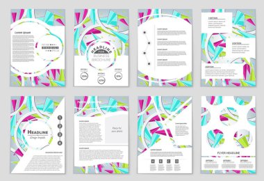 Soyut vektör düzen arka plan set. Sanat tasarım şablonu, liste, ön sayfa, mockup broşür Tema stili, afiş, fikir, kapak, kitapçık, baskı, el ilanı için kitap, boş, kartı, reklam, işareti, sayfa a4