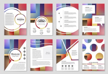 Soyut vektör düzen arka plan set. Sanat tasarım şablonu, liste, ön sayfa, mockup broşür Tema stili, afiş, fikir, kapak, kitapçık, baskı, el ilanı için kitap, boş, kartı, reklam, işareti, sayfa a4.
