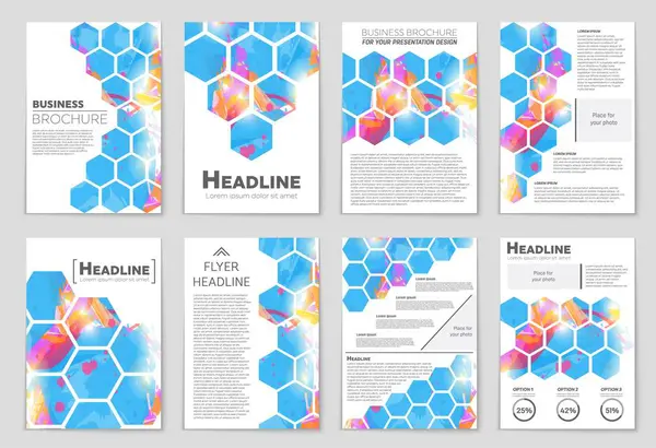 抽象矢量布局背景集。艺术模板设计、 列表、 头版、 样机宣传册主题样式、 横幅、 想法、 封面、 小册子、 打印、 传单，书，空白，卡，广告、 标志、 工作表、 a4. — 图库矢量图片
