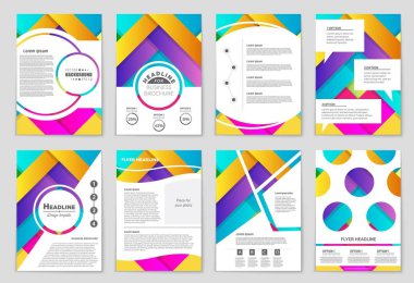 Soyut vektör düzen arka plan set. Sanat tasarım şablonu, liste, ön sayfa, mockup broşür Tema stili, afiş, fikir, kapak, kitapçık, baskı, el ilanı için kitap, boş, kartı, reklam, işareti, sayfa,, a4