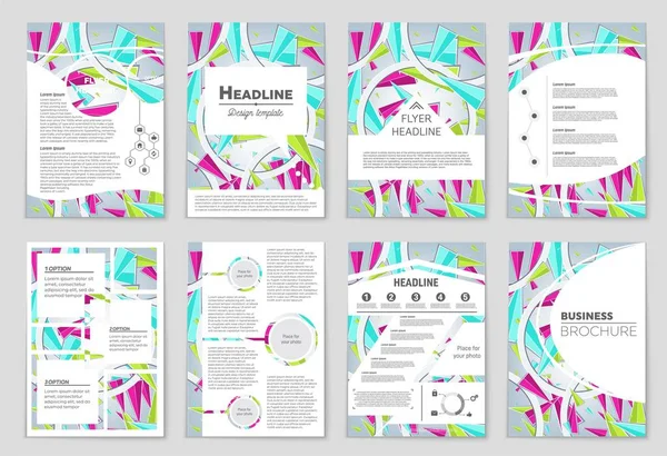 Soyut vektör düzen arka plan set. Sanat tasarım şablonu, liste, ön sayfa, mockup broşür Tema stili, afiş, fikir, kapak, kitapçık, baskı, el ilanı için kitap, boş, kartı, reklam, işareti, sayfa a4 — Stok Vektör