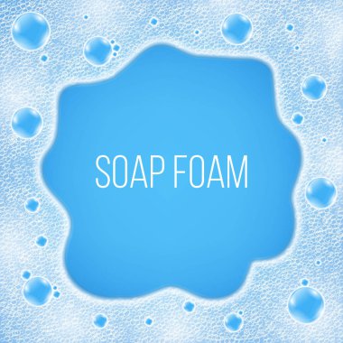 Yaratıcı vektör çizim gerçekçi su hava sabun arka plan üzerinde izole kabarcık. Sanat Tasarım şampuan köpük zemin. Soyut kavram grafik öğesi için metin kopya alanı yer ile.