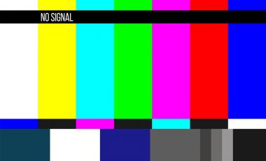 Creative vector illustration of no signal TV test pattern background. Television screen error. SMPTE color bars technical problems. Art design. Abstract concept graphic element. clipart