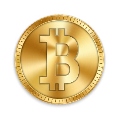 3d altın bitcoin sikke üzerinde arka izole yaratıcı vektör Illustration. Sanat tasarım dijital para, cryptocurrency. Borsa elektronik para. Blockchain, ICO, fintech net bankacılık öğesi.