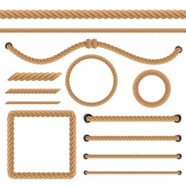 Yaratıcı vektör çizim gerçekçi deniz bükülmüş ip knot, süsleme ve izole üzerinde şeffaf arka plan kapsayan için döngüler. Retro vintage sanat tasarım. Soyut kavram grafik öğesi.