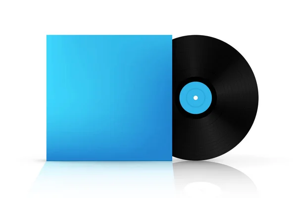 Kreativa Vektorillustration Realistiska Vinyl Record Disk Papper Case Låda Isolerad — Stock vektor