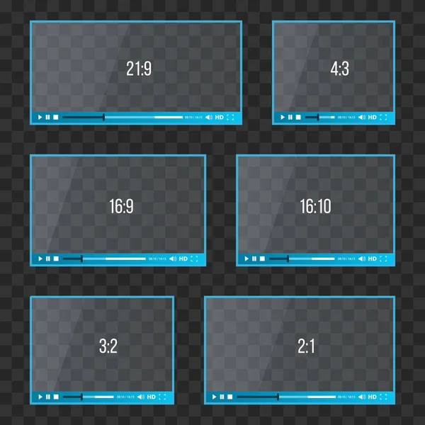 Креативная Векторная Иллюстрация Веб Плееров Видео Аудио Изолированных Прозрачном Фоне — стоковый вектор