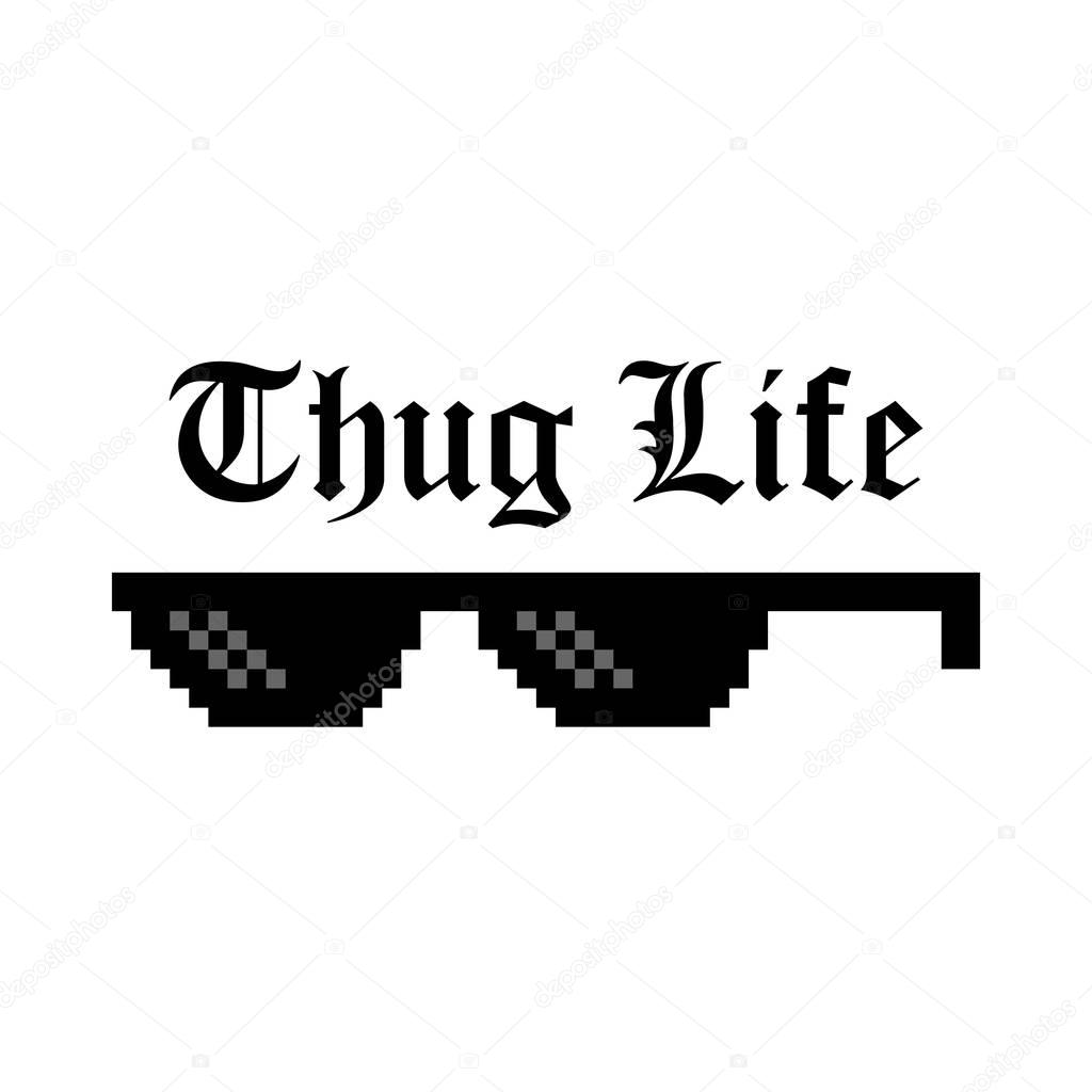 Creative vector illustration of pixel glasses of thug life meme isolated on transparent background. Ghetto lifestyle culture art design. Mock up template. Abstract concept graphic element