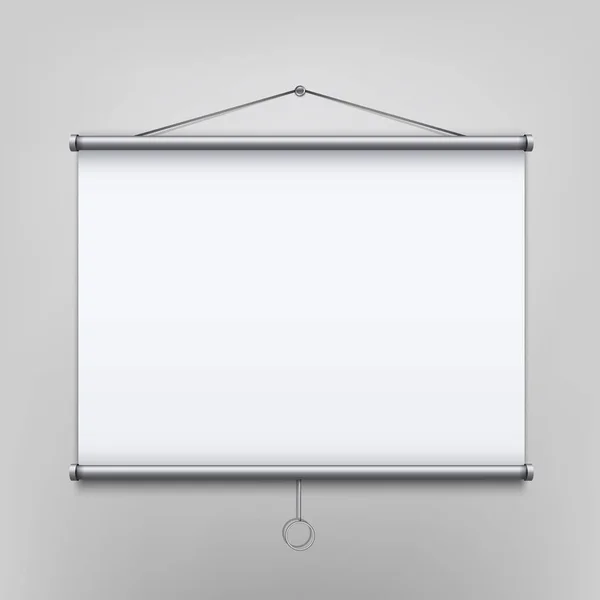 Creative vector illustration of empty meeting projector screen isolated on transparent background. For presentation board, blank whiteboard template mockup for conference. Art design. Graphic element — Stock Vector