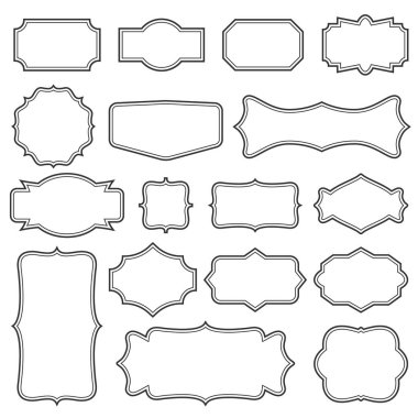 Yaratıcı vektör çizim şeffaf arka plan üzerinde izole dekoratif çerçeveler vintage kümesi. Sanat Tasarım sınır etiketleri. Boş çerçeve şablonu. Soyut kavram grafik retro elemanı