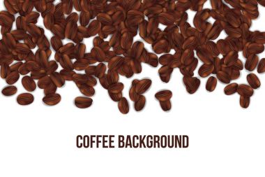 Saydam arka plan üzerinde izole düşen kavurma kahve çekirdekleri yaratıcı vektör Illustration. Sanat Tasarım tohum aroma arabica reklamlar poster şablonu. Soyut kavram grafik menü, broşür öğesi