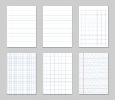 Gerçekçi kare için yaratıcı vektör çizimi, saydam arkaplanda izole edilmiş boş kağıtlar. Sanat tasarım çizgileri, şebeke sayfası, kenarlı defter. Soyut konsept grafik ögesi