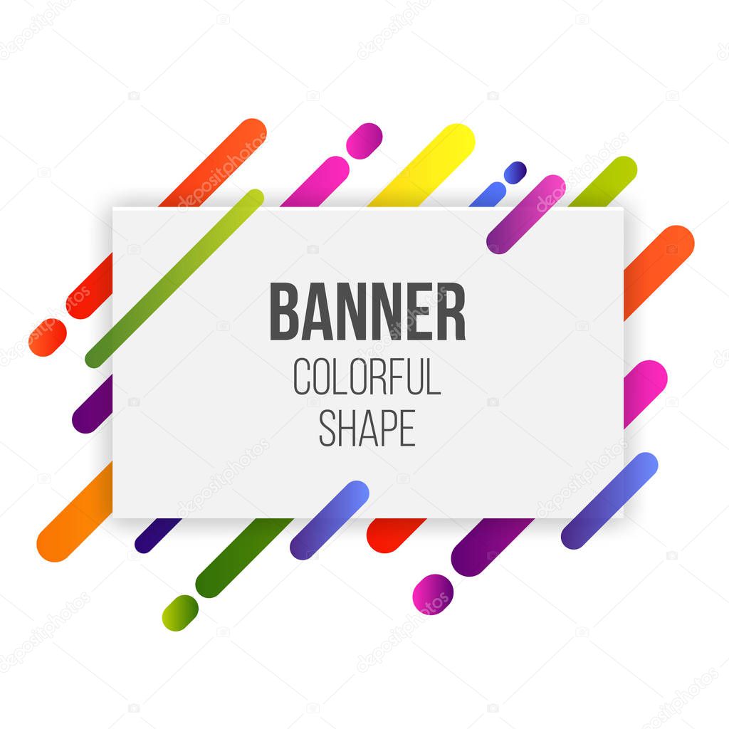 Creative vector illustration of paper card with colorful shapes isolated on transparent background. Art cover with trendy neon gradient lines. Abstract concept graphic 3d material design element