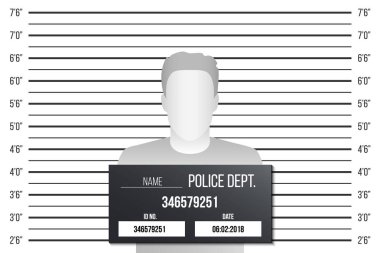 Polis sanatçısını, mugshot şablon üzerinde şeffaf arka plan izole bir tablo ile yaratıcı vektör Illustration. Sanat Tasarım silüeti anonim. Soyut kavram grafik öğesi