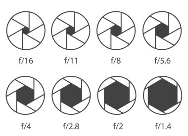 Fotoğraf makinesi obtüratör Diyafram üzerinde şeffaf arka plan izole farklı ISO ile yaratıcı vektör Illustration. Sanat Tasarım tek renkli diyagramları koleksiyonu. Soyut kavram grafik öğesi