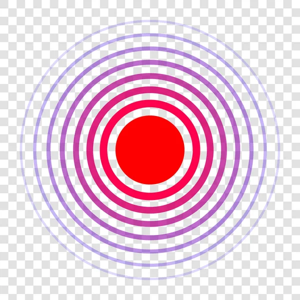Творческая векторная иллюстрация символа целевой точки таблетки, медицинской иконки обезболивающего препарата, выделенной на прозрачном фоне. Художественный дизайн красный круг боли. Абстрактный болеутоляющий болеутоляющий элемент — стоковый вектор