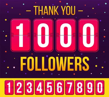 Yaratıcı vektör çizim 1000 takipçileri abone, teşekkür kartı afiş üzerinde şeffaf arka plan izole. Sanat Tasarım web kullanıcısı blogger ağı kutluyor. Soyut kavram grafik öğesi