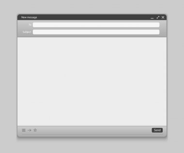 E-posta ileti arabirimi ile yaratıcı vektör çizim şeffaf arka plan üzerinde izole formu gönderin. Sanat Tasarım e-posta boş mockup şablonu. Soyut kavram posta sayfa arabirim web panosu.