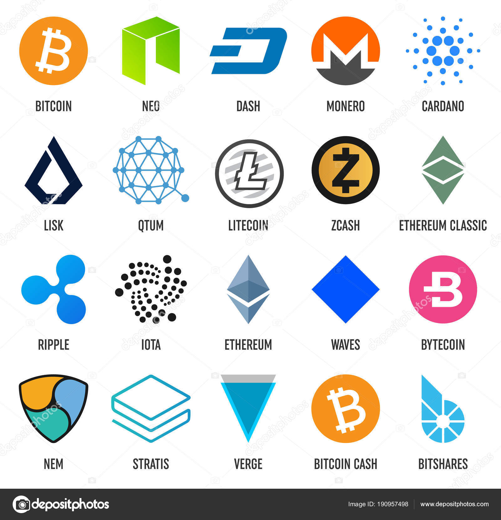 Creative Vector Illustration Of Popular Crypto Currency Blockchain