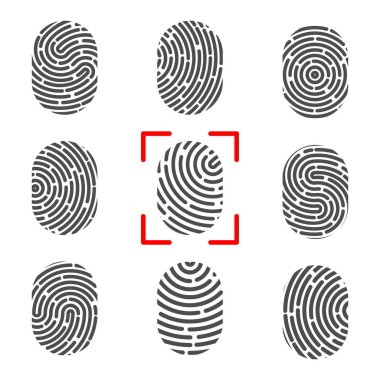 Parmak izi yaratıcı vektör Illustration. Sanat Tasarım parmak baskı. Güvenlik suç işareti. Soyut kavram grafik öğesi. Parmak izi kimliği