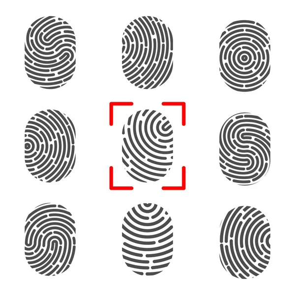 指紋の創造的なベクトル イラスト。アート デザイン指印刷。セキュリティ犯罪標識です。抽象的な概念のグラフィック要素。拇印 id — ストックベクタ