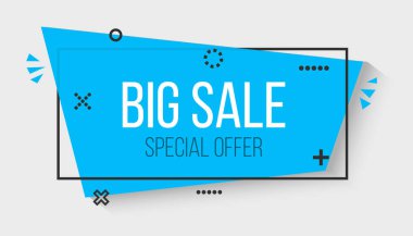 Geometrik vektör afiş yaratıcı vektör Illustration. Sanat Tasarım canlı şeffaf. Trendy düz poster. Yeşil, mavi soyut kavram grafik elemanı. Memphis tarzı. Sezon satılık şablonu.