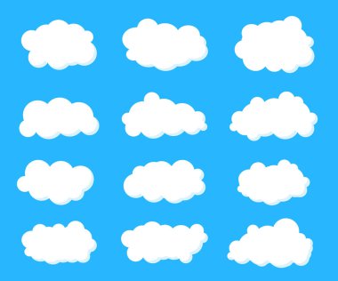 Arka plan üzerinde izole kabarık gökyüzü bulutlar yaratıcı vektör Illustration. Sanat Tasarım kümesi. Soyut kavram grafik öğesi