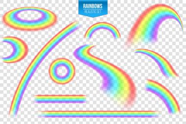 Gökkuşağı farklı şekil üzerinde şeffaf arka plan izole yaratıcı vektör Illustration. Fantezi sanat tasarım. Spektrum desen. Soyut kavram grafik öğesi. Eşcinsel, Lgbt, homoseksüel sembolleri.