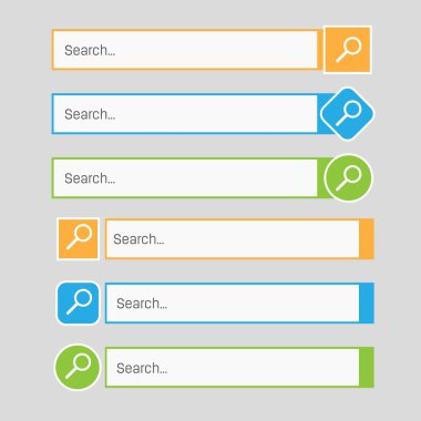 Arama kutuları düğme çubuğu yaratıcı vektör Illustration. Arka plan üzerinde izole UI ve Ux arayüzü şablonu. Web sitesi sanat tasarımı. Soyut kavram grafik öğesi.
