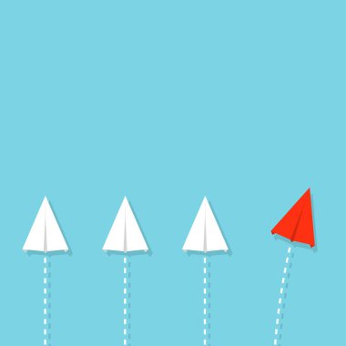 Yaratıcı vektör Illustration kalabalık kağıt uçak. Kavramı liderlik, ekip çalışması ve cesaret. Sanat Tasarım Infographic. Soyut grafik elemanı. El yapımı Havacılık. Olağanüstü yolculuk uçak.