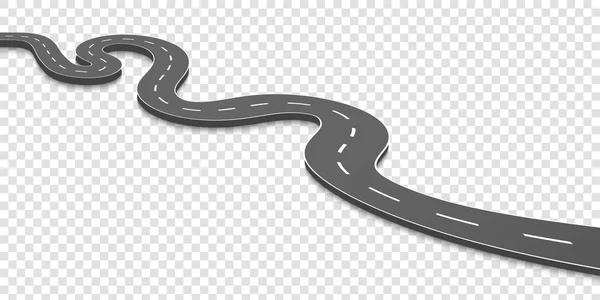 Creative vector illustration of winding curved road. Art design. Highway with markings. Direction, transportation set. Abstract concept graphic element. Way location infographic template. Pin pointer — Stock Vector