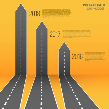 3d ok yollar harita yaratıcı vektör Illustration. Sanat tasarım iş ve yolculuk Infographic. Soyut kavram grafik öğesi. Diyagramı, iş akışı, zaman çizelgesi, web. Otoyol işaretleri ile