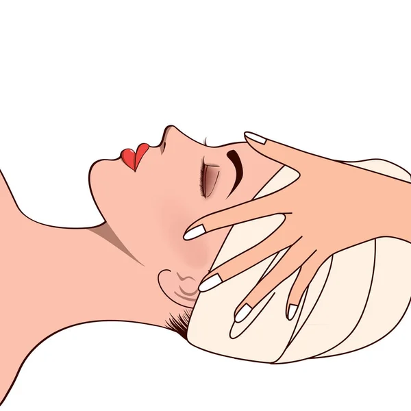 Belle femme pendant le massage facial — Image vectorielle