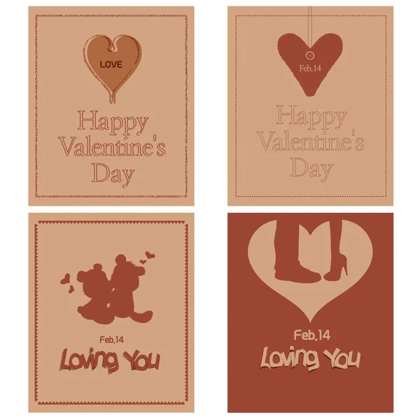 Tarjetas vintage feliz San Valentín — Vector de stock