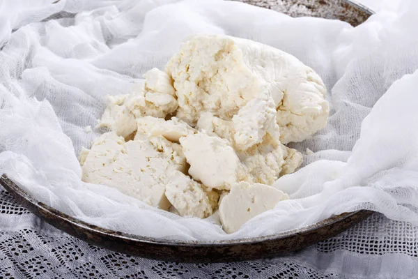 Formaggio feta salato bianco fatto in casa . — Foto Stock