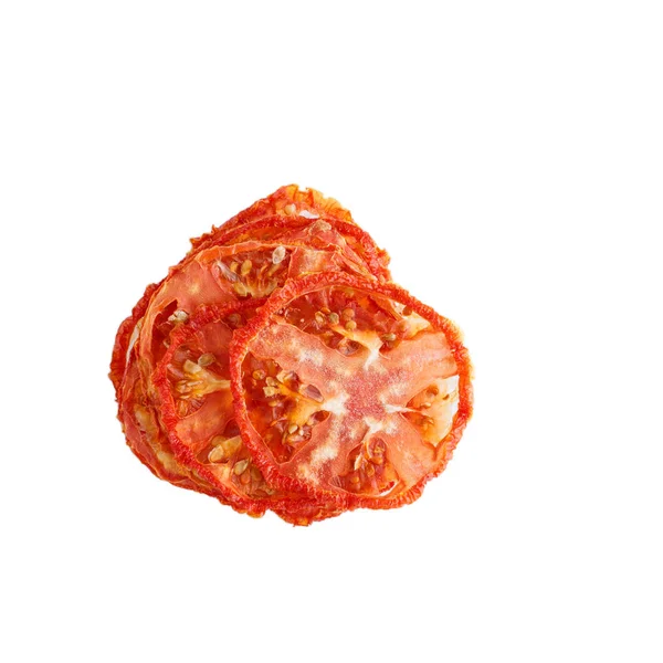 Suszony pomidor żetonów. Chrupiące pomidory suszone plasterki. — Zdjęcie stockowe