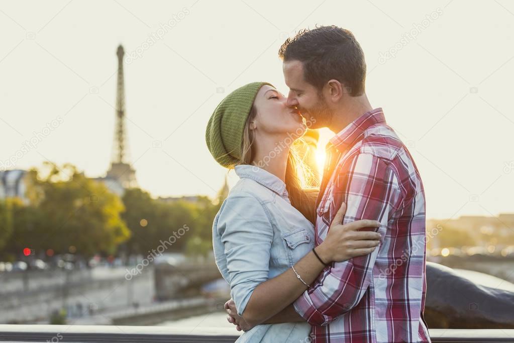 Young couple dating in Paris