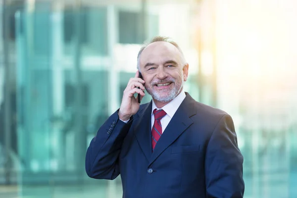 Mature businessman Talking on mobile phone — Stock Photo, Image