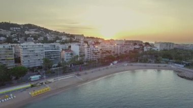 Gündoğumu, croisette üzerinde Fransa, Cannes, havadan görünümü