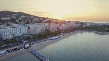 Gündoğumu, croisette üzerinde Fransa, Cannes, havadan görünümü