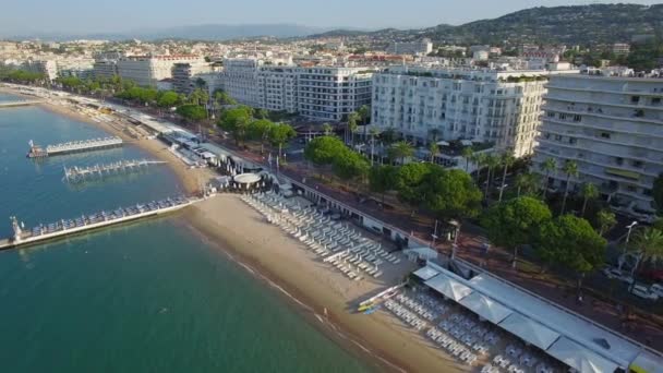 France, Cannes, Aerial view of the croisette — Stock Video