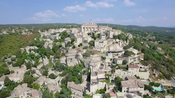 Frankrike, Flygfoto över Gordes — Stockvideo