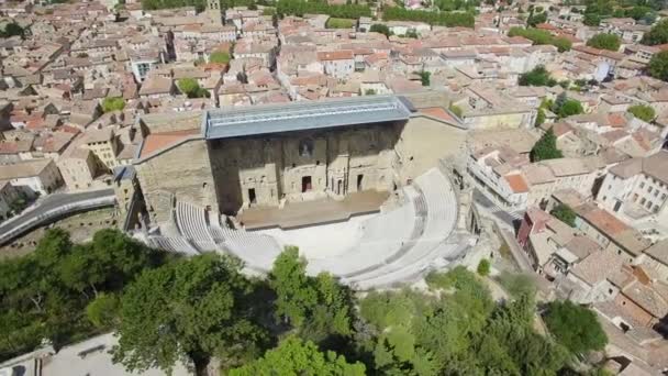 France, Vaucluse, Aerial view of antique theater of Orange — Stock Video
